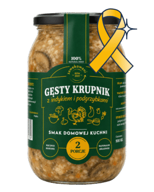 Gęsty krupnik z indykiem i podgrzybkami