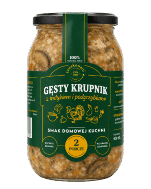 Gęsty krupnik z indykiem i podgrzybkami