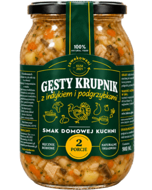 Gęsty krupnik z indykiem i podgrzybkami