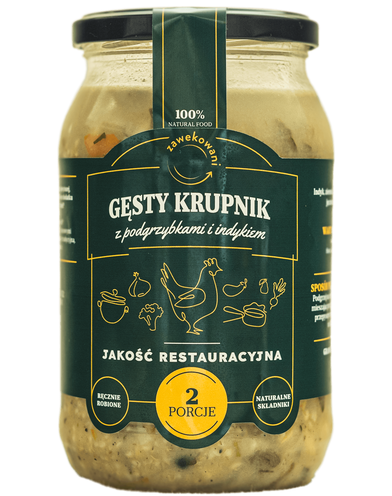 Gęsty krupnik z indykiem i podgrzybkami 540 ml = 1 porcja