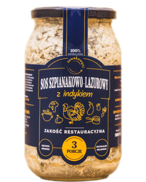 Indyk w sosie szpinakowo - lazurowym