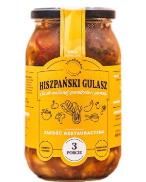 Hiszpański gulasz z fasoli maślanej, pomidorów i jarmużu